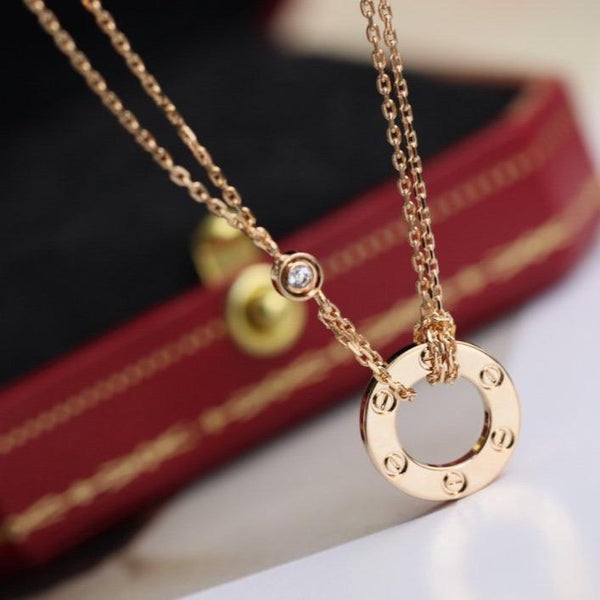 ˇShiny JewelryˇLOVE NECKLACE ADJUSTABLE ROSE GOLD 2 DIAMOND