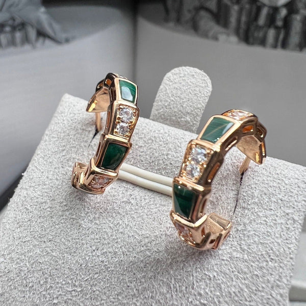 ˇShiny JewelryˇSERPENTI MALACHITE PINK GOLD EARRINGS
