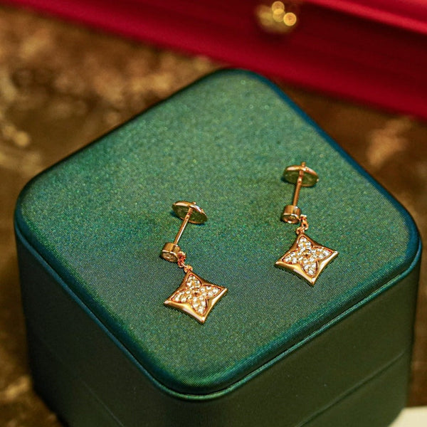 ˇShiny JewelryˇSTAR DIAMONDS EARRINGS GOLD