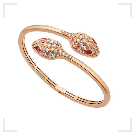 ˇShiny JewelryˇSERPENTI BRACELET PINK GOLD DIAMOND DOUBLE SNAKE
