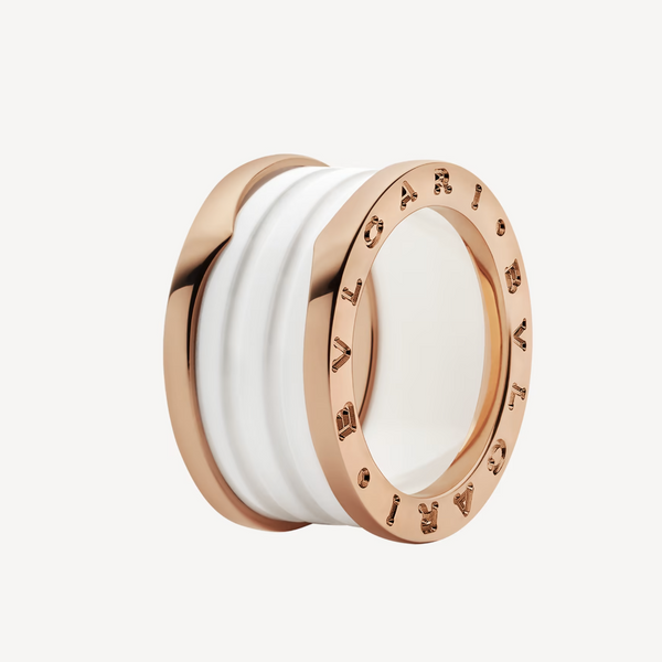 ˇShiny JewelryˇZERO 1 FOUR-BAND LOOPS AND WHITE CERAMIC SPIRAL PINK GOLD RING