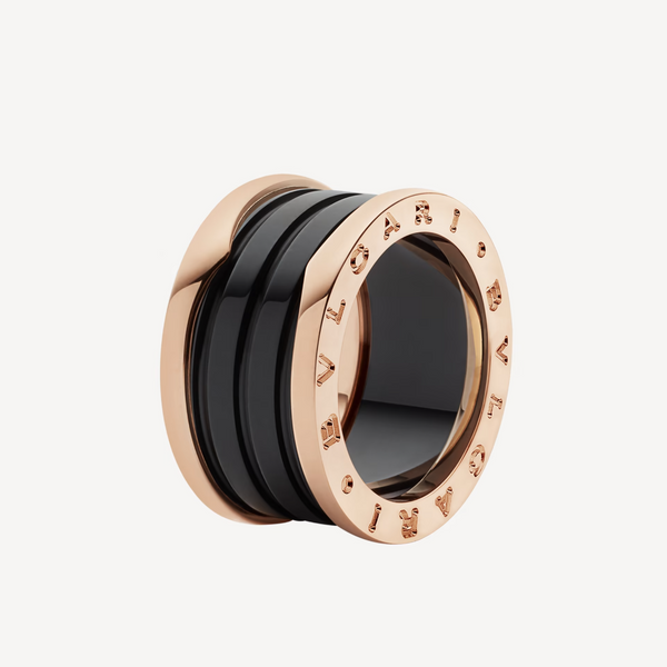 ˇShiny JewelryˇZERO 1 FOUR-BAND LOOPS AND BLACK CERAMIC SPIRAL PINK GOLD RING