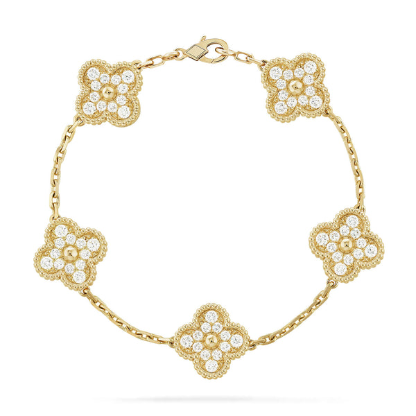 ˇShiny JewelryˇCLOVER 5 MOTIFS  FULL DIAMOND BRACELET