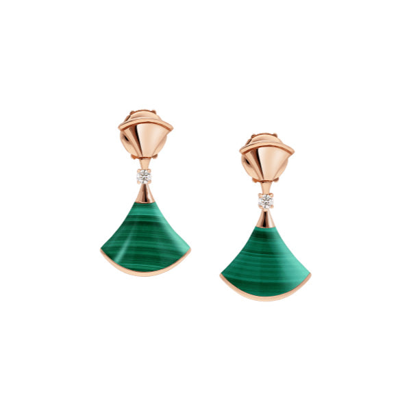 ˇShiny JewelryˇDREAM MALACHITE PINK GOLD EARRINGS