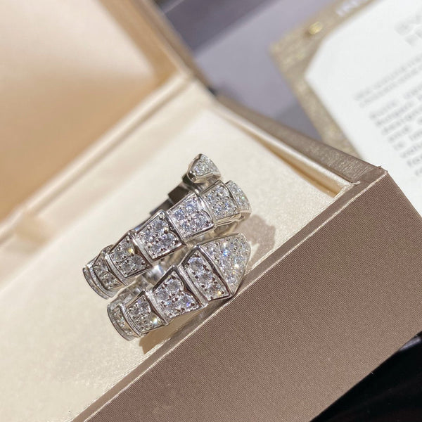 ˇShiny JewelryˇSERPENTI DOUBLE RING SILVER DIAMOND PAVED