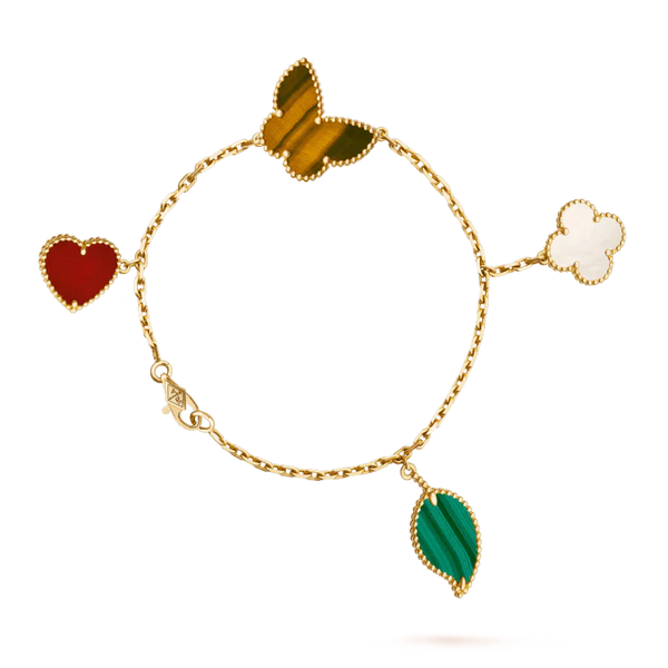 ˇShiny JewelryˇLUCKY SPRING 5 MOTIF GOLD BRACELET