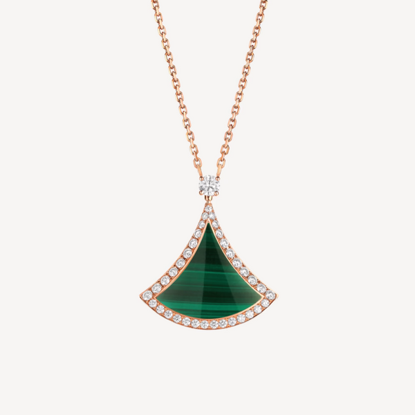 ˇShiny JewelryˇDREAM MALACHITE DIAMOND PAVED PINK GOLD NECKLACE
