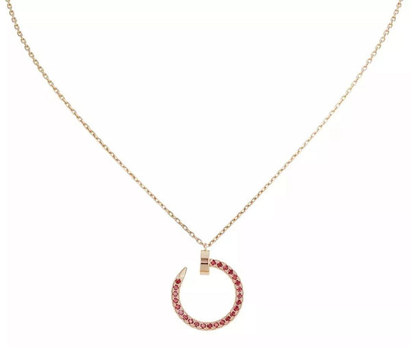 ˇShiny JewelryˇJUSTE NECKLACE GOLD RED DIAMONDS