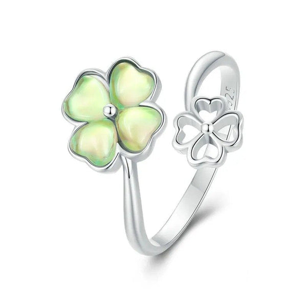 [SHINY]White Gold Plated Lucky Four-Leaf Clover Ring
