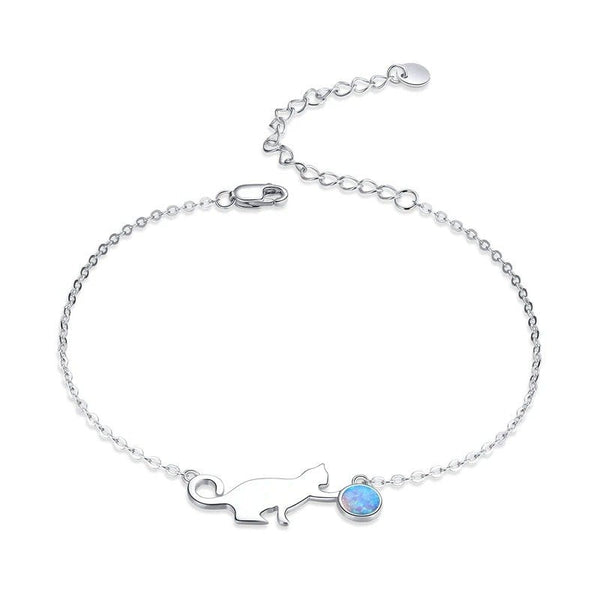 [SHINY]Cute Pussy Cat Opal Link Bracelet for Women