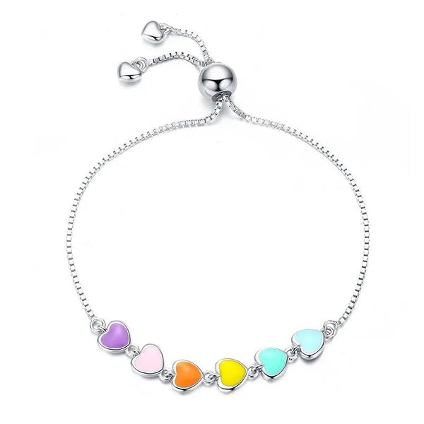 [SHINY]Rainbow Color Enamel Heart Bracelet