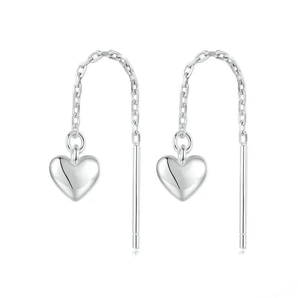 [SHINY]Simple Heart-shaped Drop Ear Threads Long Tassel Earrings