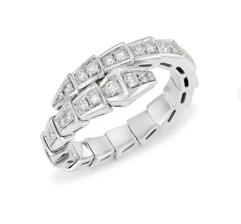 ˇShiny JewelryˇSERPENTI RING SILVER DIAMOND PAVED 4MM
