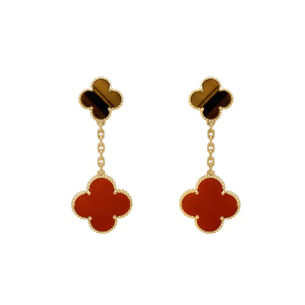 ˇShiny JewelryˇCLOVER  2 MOTIF  TIGER EYE CARNELIAN EARRINGS