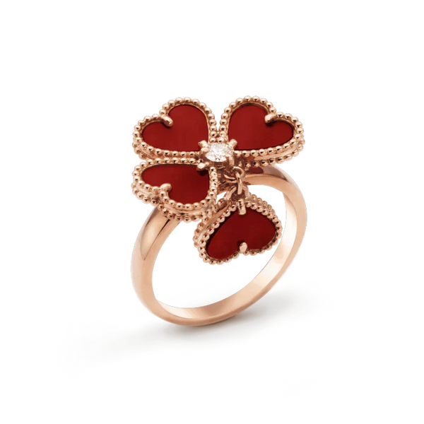 ˇShiny JewelryˇSWEET CLOVER CARNELIAN RING