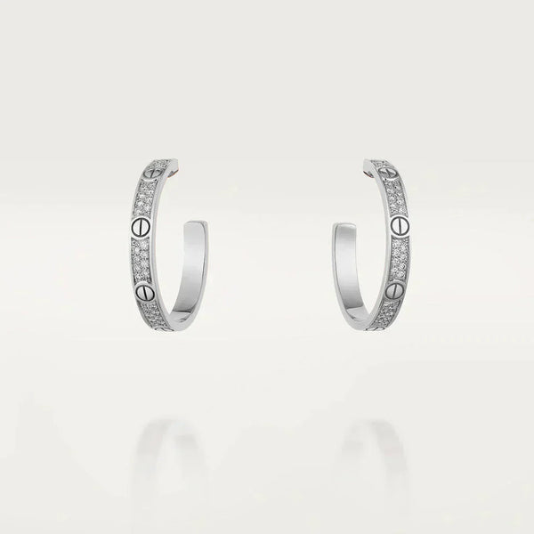 ˇShiny JewelryˇLOVE DIAMOND SILVER HOOP EARRINGS
