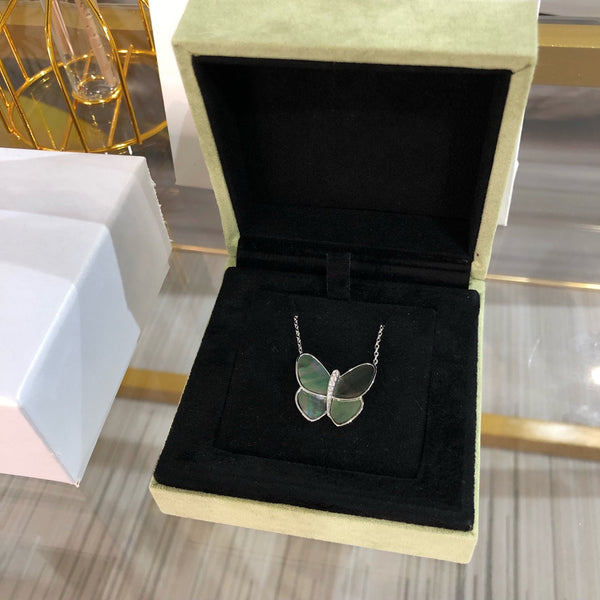 ˇShiny JewelryˇLARGE BUTTERFLY SILVER PENDANT DIAMOND NECKLACE
